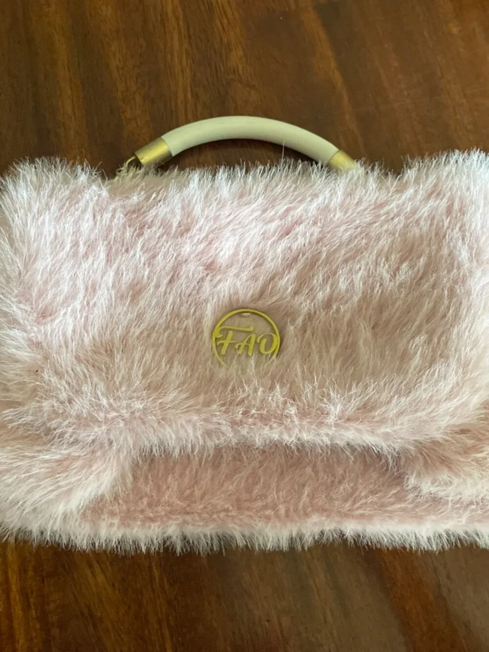 FAO Schwarz Baby Doll Pink Fuzzy Faux FurPad Diaper Bag/Changing Pad
